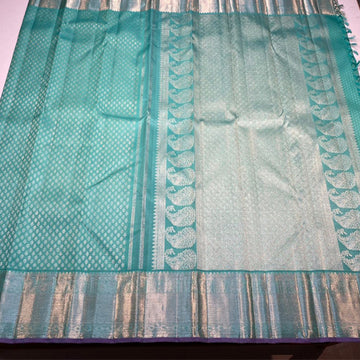 Mint green & Mauve color kanjivaram handloom silk saree