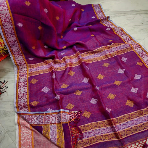 Purple color linen Jamdani