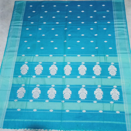 Firozi color with butas sausar cotton saree - Sarikart Online