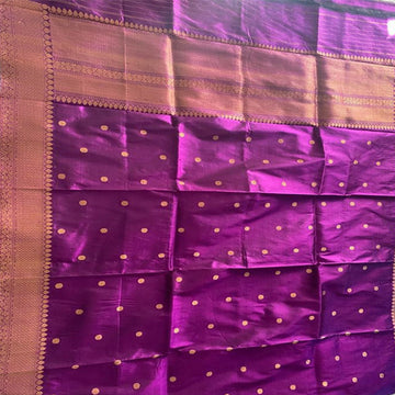 Purple Banarasi Silk Handwoven Zari Buti Dupatta with Tassels