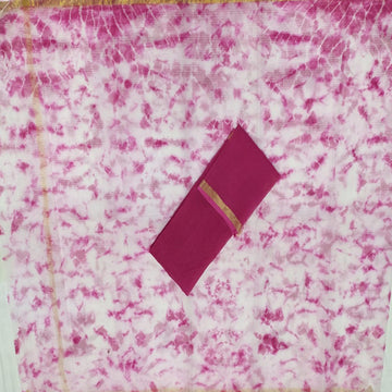 Cotton Kota Doria Print Pink with Zari Line Border