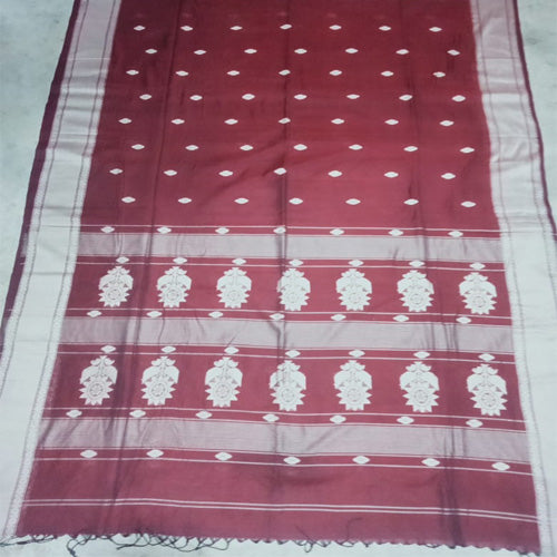 Maroon color with butas sausar cotton saree - Sarikart Online