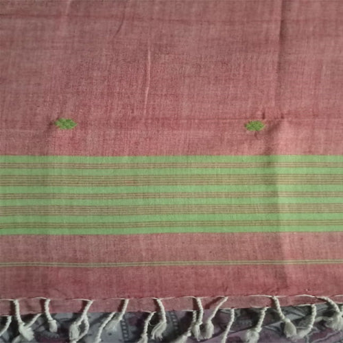 Light Brown Traditional Handloom Weave Cotton Stole from Assam