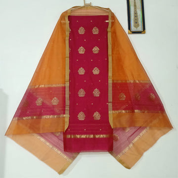 Red color hand Work Chanderi Suit