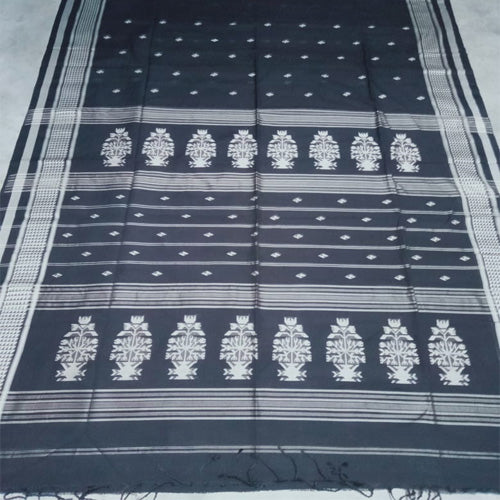 Black color with butas sausar cotton saree - Sarikart Online