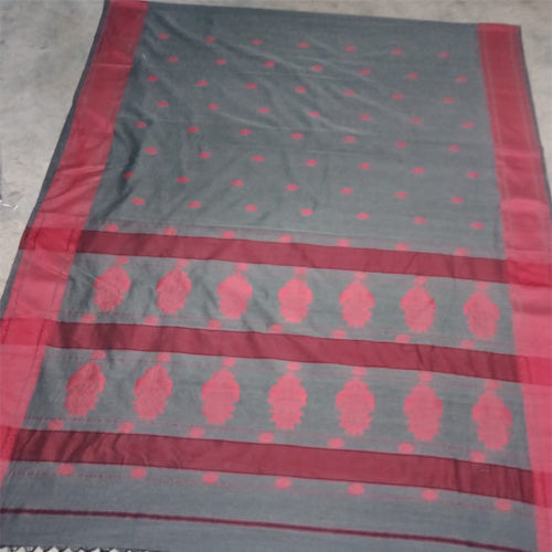 Dark grey color with butas sausar cotton saree - Sarikart Online