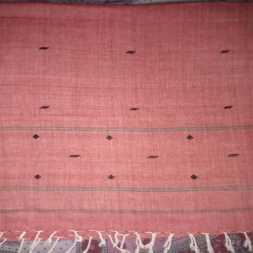 Peach Traditional Handloom Weave Cotton Stole from Assam