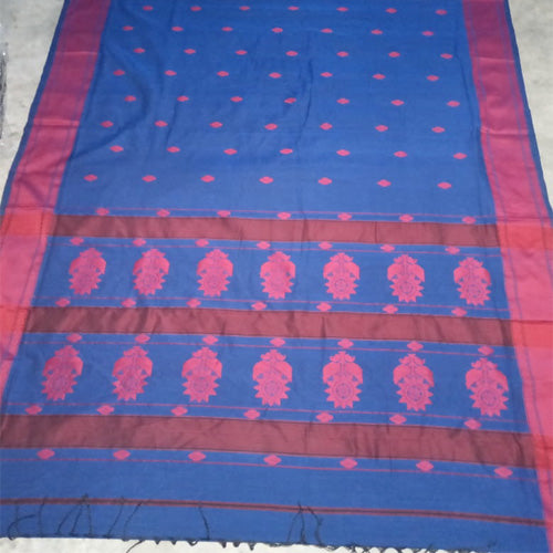 Royal blue color with butas sausar cotton saree - Sarikart Online