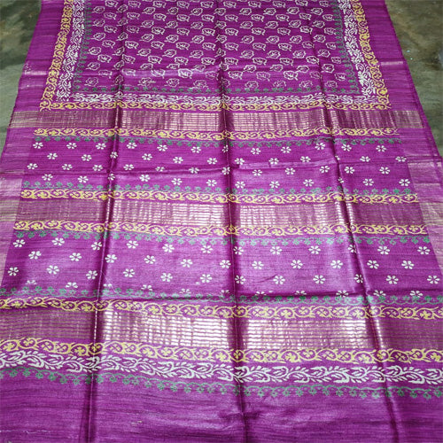 Purple body with purple border tusar ghicha saree - Sarikart Online