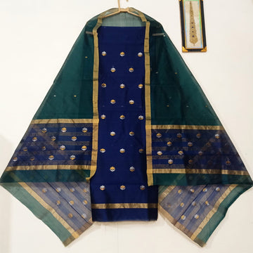 Royal Blue colour hand Work Chanderi Suit