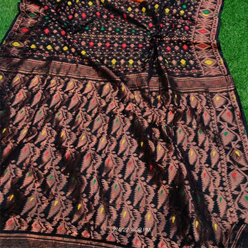 Black colour all over work Jamdani saree