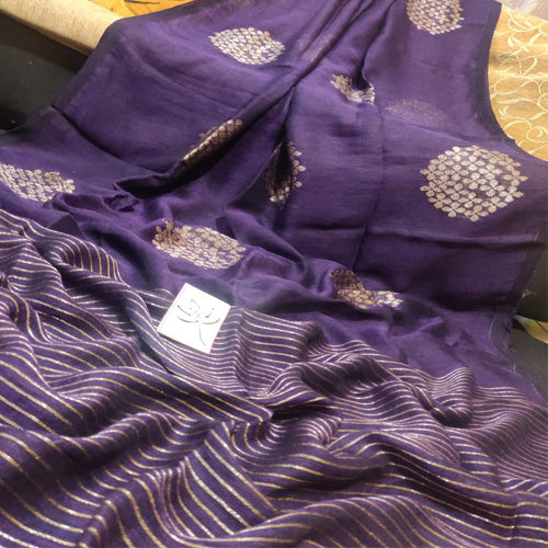 Purple color linen saree