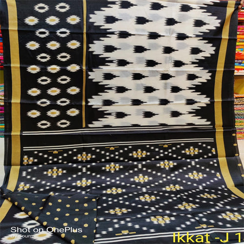 Black color Tadar silk ikkat print saree with bp