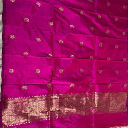 Dark Pink color Banarasi Silk Handwoven Zari Buti Dupatta with Tassels