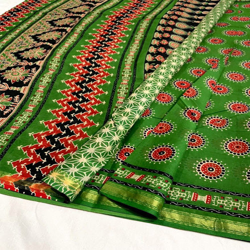 Multi color chanderi cotton ajrakh print sarees18