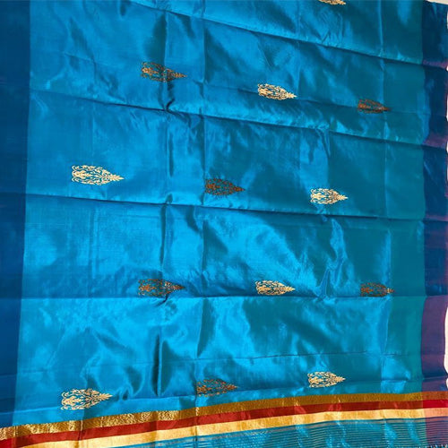 Blue color Banarasi Silk Handwoven Zari Buti Dupatta with Tassels