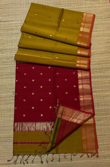 Mehandi color hand woven all over buti work saree