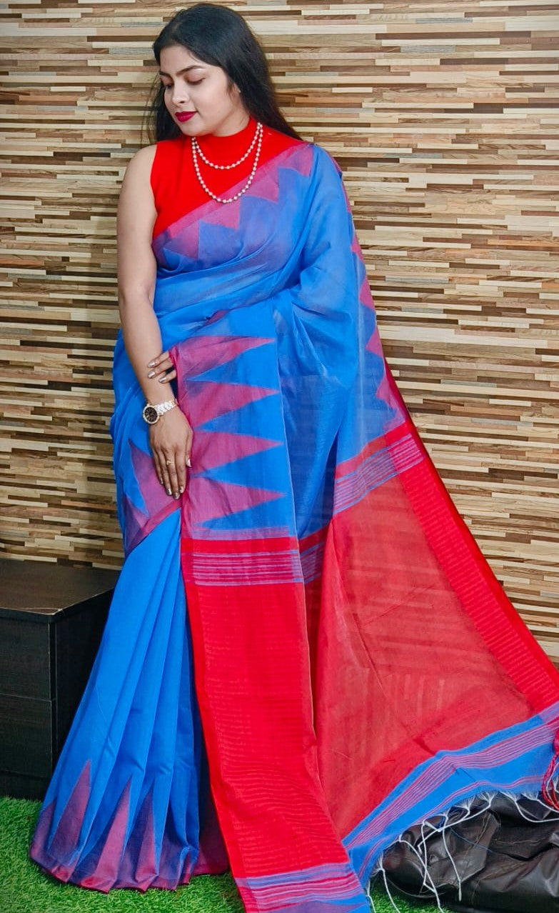 Plain Blue with Red Temple Border - Sarikart Online