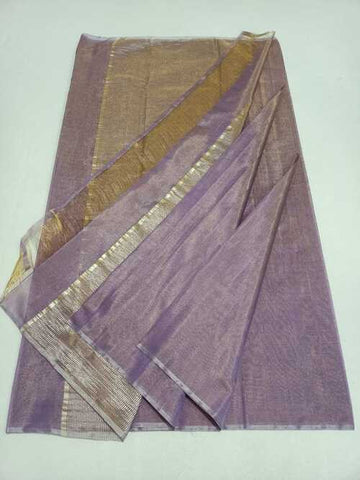Light purple color cotton silk zari width saree