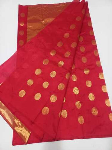 Red motifs all over,large zari border with red selvedge
