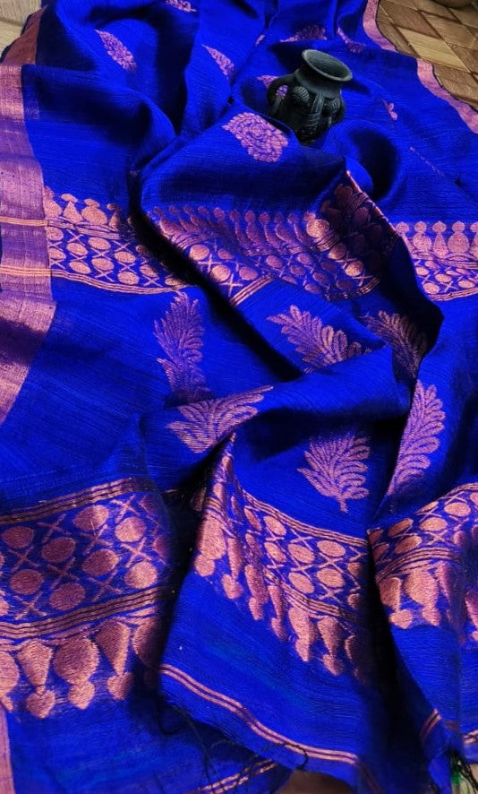 Royal Blue and Copper Cotton Matka - Sarikart Online