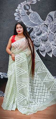 White color cotton jamdani saree