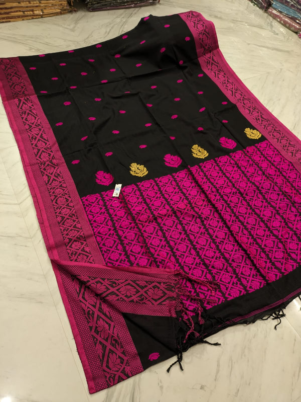 Black color handloom cotton saree