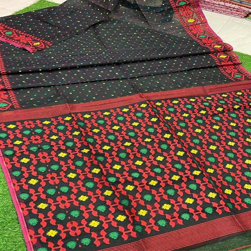 Beautiful black Base with Multi colour jamdani work all over