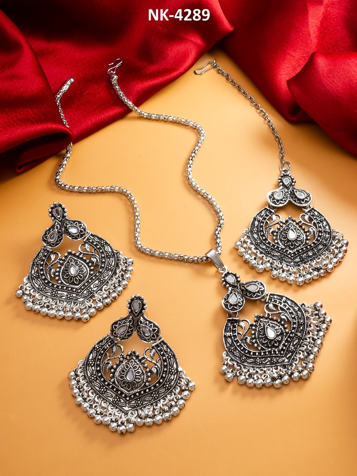 Latest Trendy Oxidised silver plated Oxidised Long chained Jewellery set