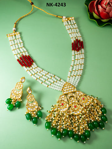 Classy Handmade Red and White Jewellery set