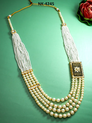 Classy Handmade White mala Jewellery set